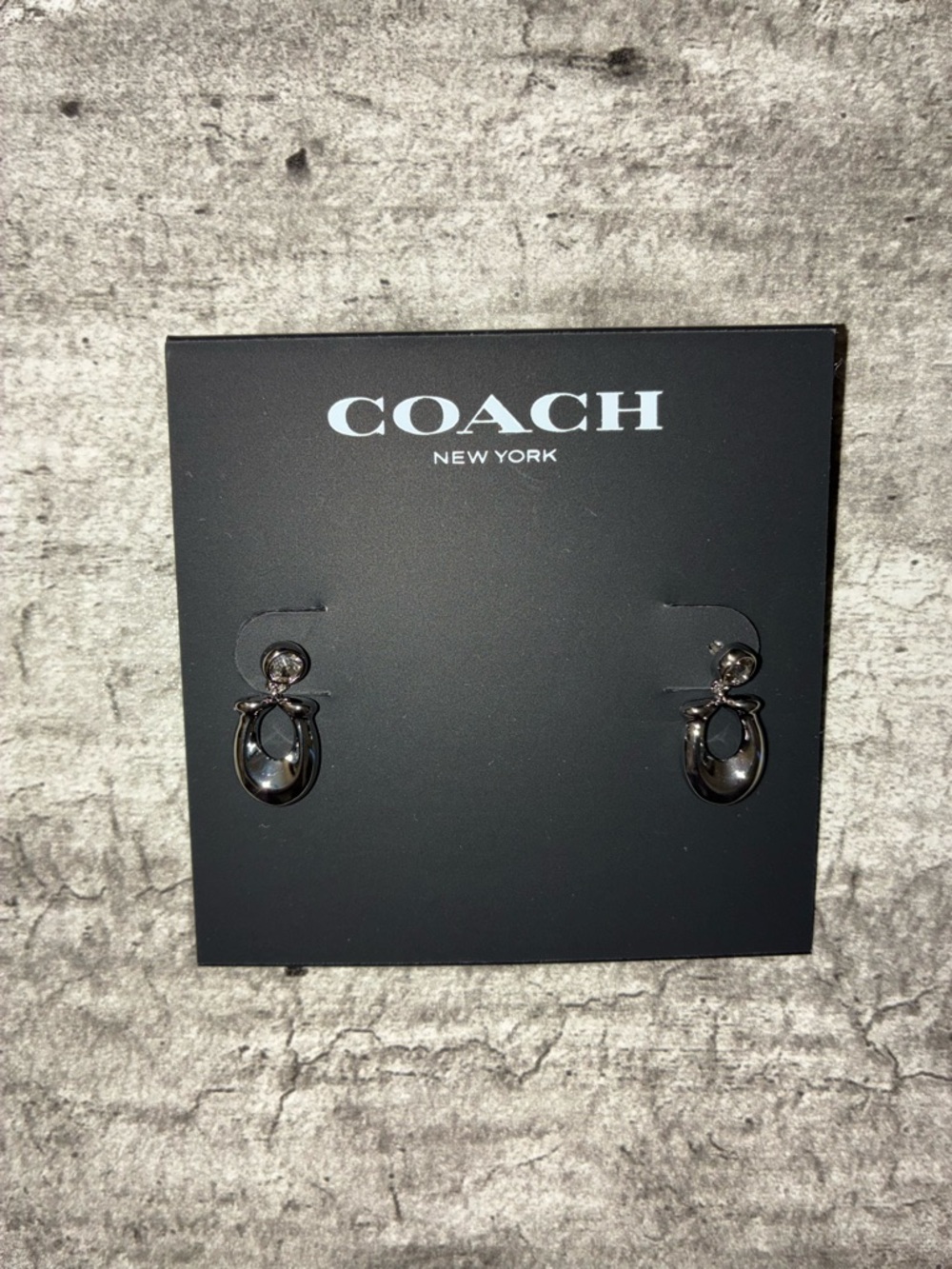 Coach Silver “C” Logo Crystal Earrings - Picture 3 of 5